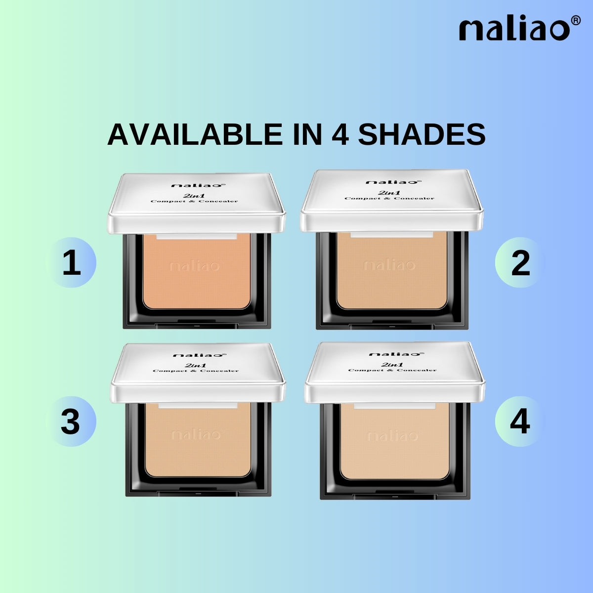 Maliao 2 in 1 Compact & Concealer - HD Finish, Long-Lasting, Lightweight